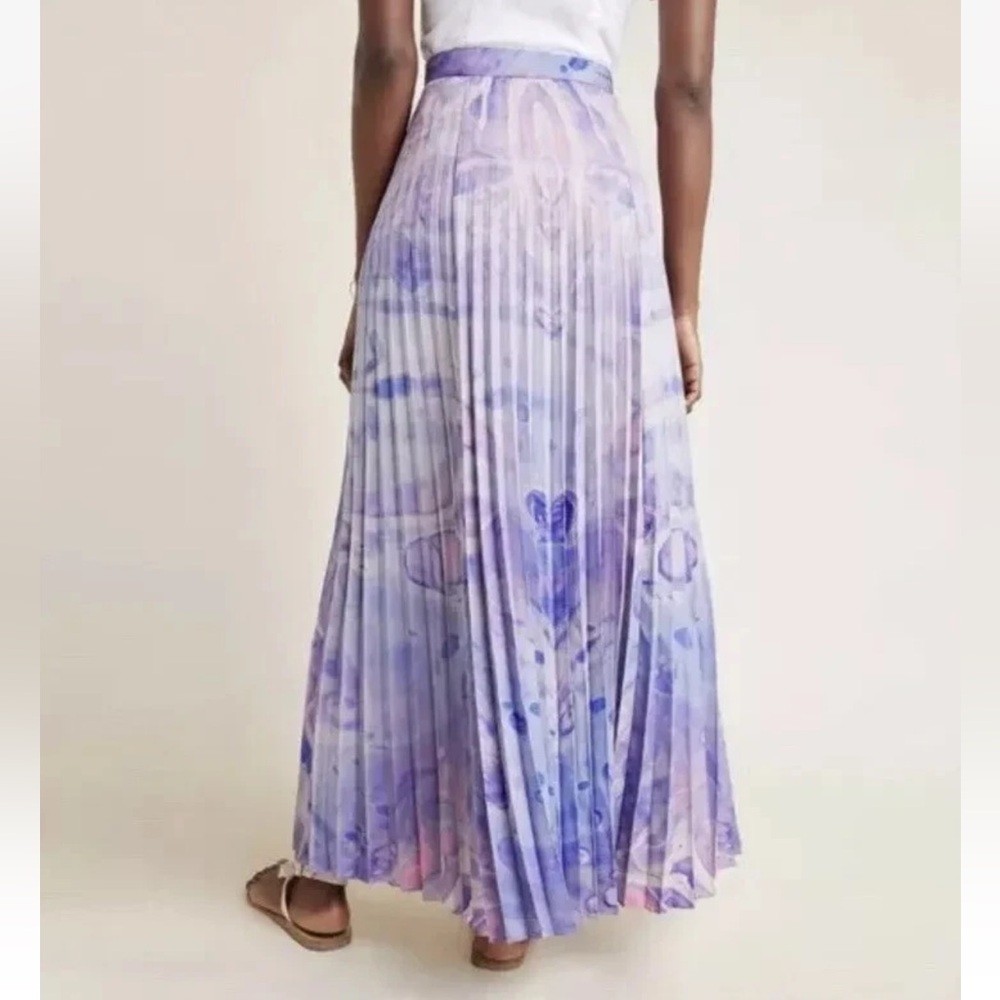 Anthropologie Purple Siddhartha Bansal Marble Dyed Pleated Maxi Skirt Size 2 - Picture 4 of 14